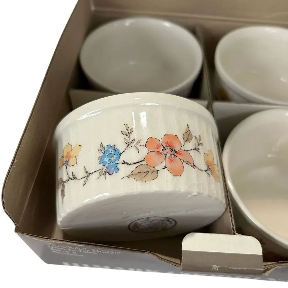 Vintage Himark Floral Mist 4 Ramekin Set NIB